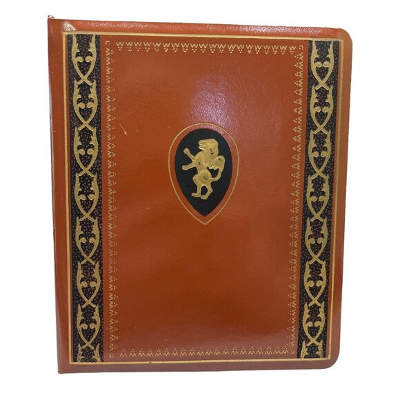 Brown Leather Planner Vintage Address Book Binder Alphabetical Tabs Lion Emblem - Picture 6 of 9